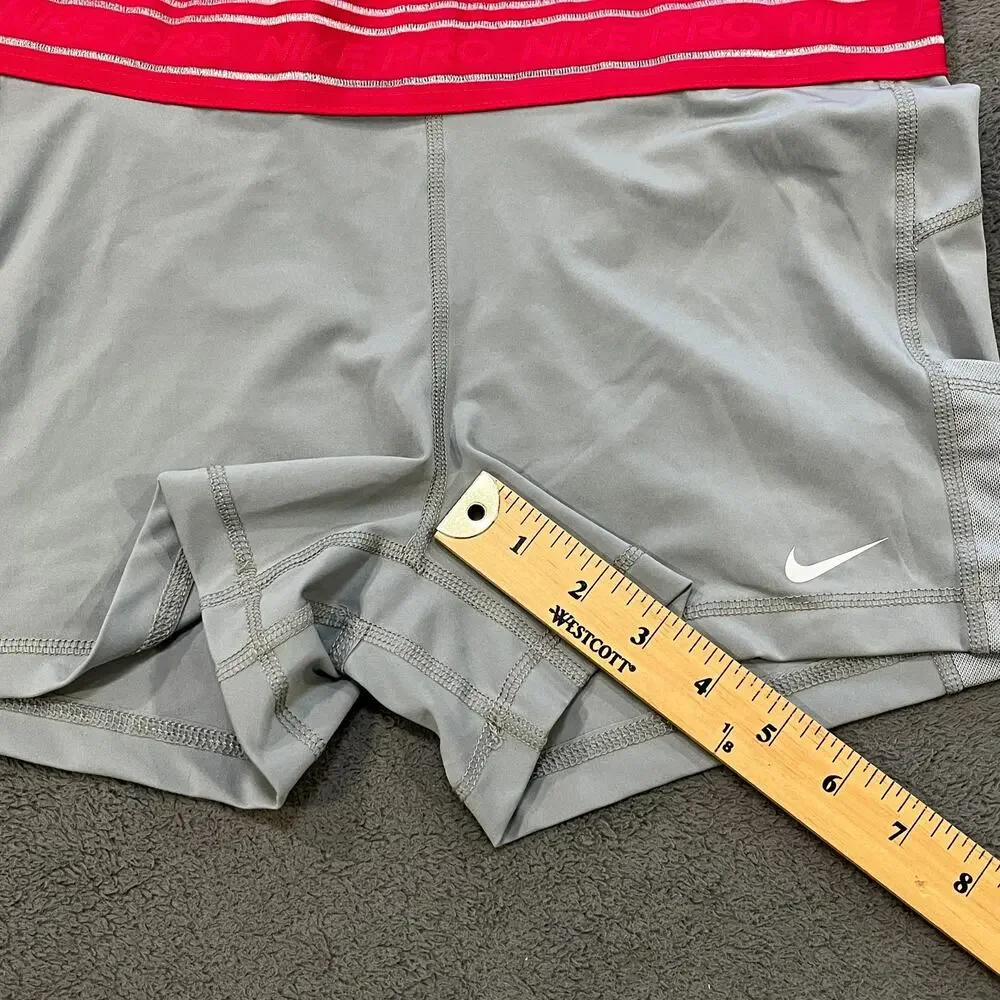 Nike Pro Dri-FIT Grey Pink Athletic Compression Booty Shorts Women's Size Large